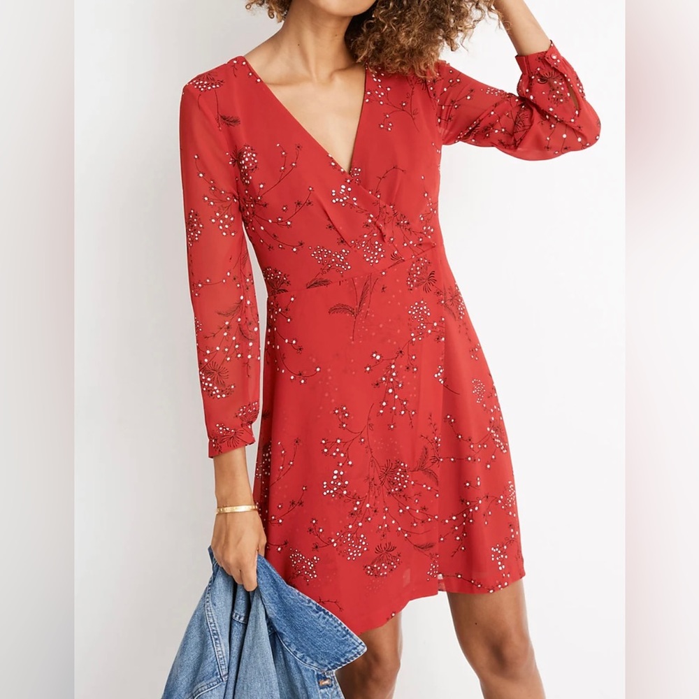 Madewell Hazelwood Wrap-Front Mini Dress in Windswept Floral